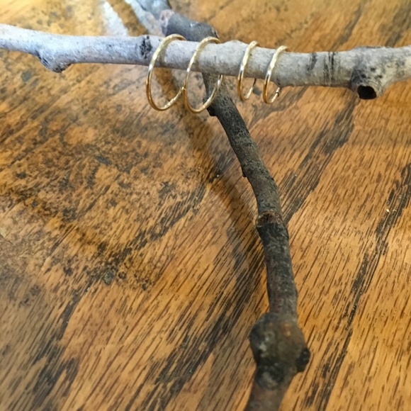 Solid 14K Gold Endless Hoops 15mm - Picture 6 of 8